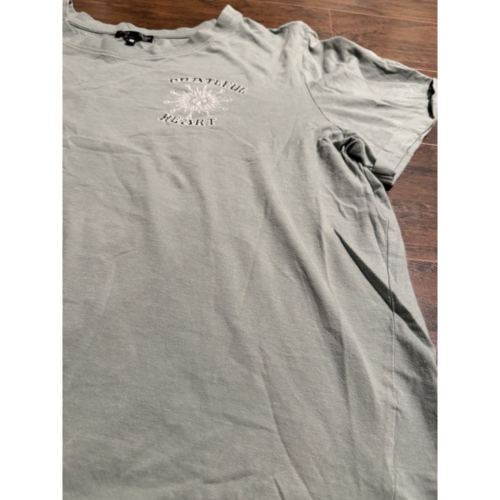 Grateful Heart Blessed Graphic T Shirt 3X Sage Green Boho Skull Skeleton Rose - Picture 2 of 7